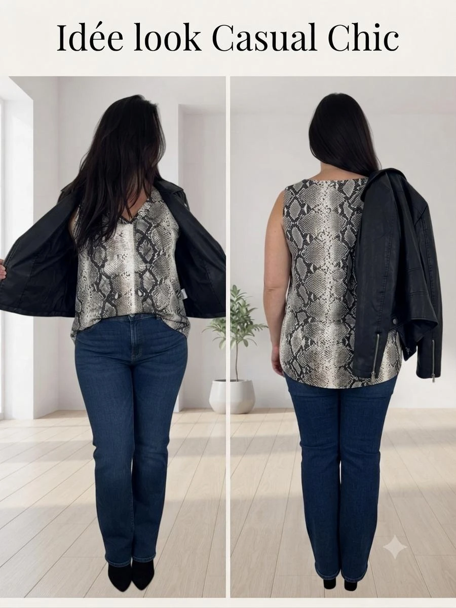 🖤Vloeiende blouse met slangenprint MS Mode - Maat 46 – photo 7